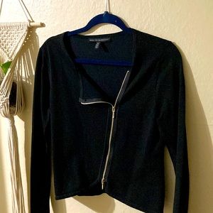 White House Black Market, Moto Style Zippered top, black, size M